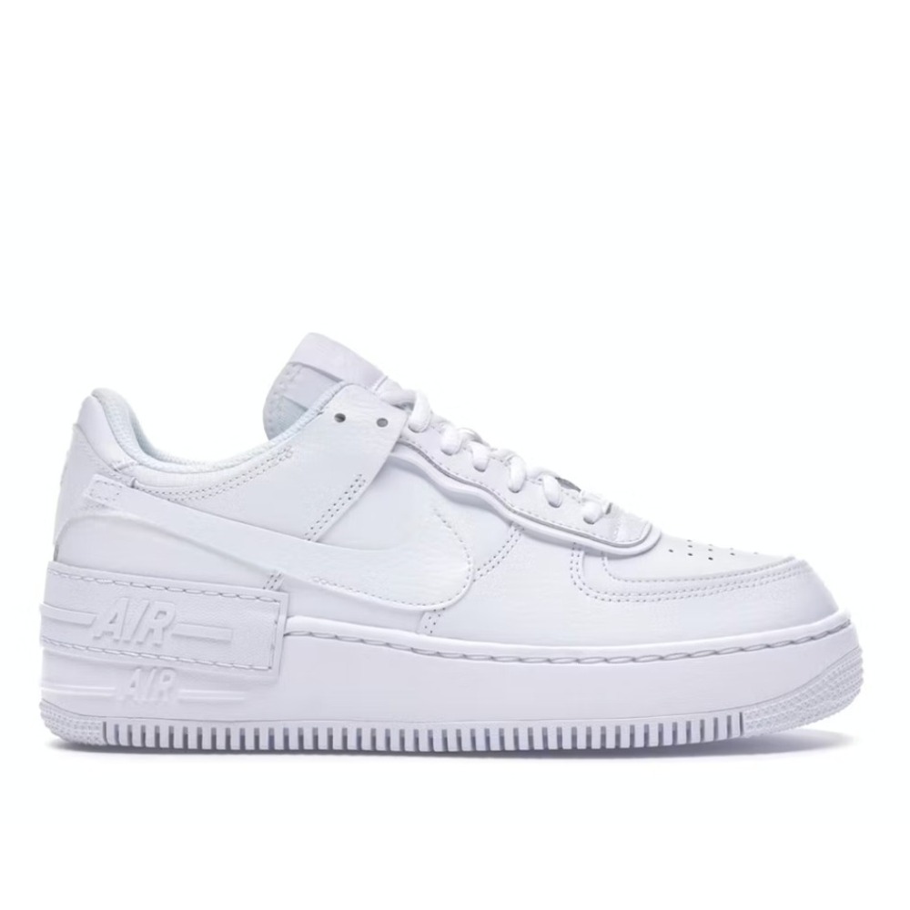 Nike Air Force 1 Low Shadow Triple White Sneakers Leather CI0919-100 Sz 10 EUC
